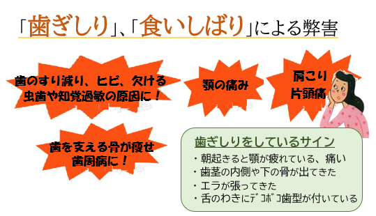 歯ぎしり、食いしばりしていませんか？放っておくと様々な弊害をおこします～セルフチェックや治療法～